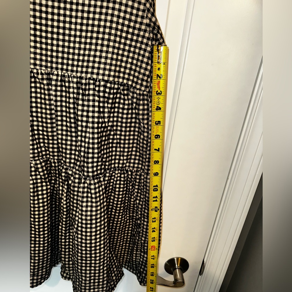 Zara Black Cream Gingham Tiered Babydoll Blouse Women’s 13/14 - Picture 10 of 10